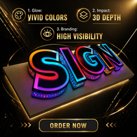 Letras de Canal Acrílicas LED con Gradiente RGB Personalizado, Impresas en 3D, Letrero Luminoso para Tiendas, Publicidad Comercial Interior y Exterior