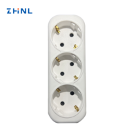 Prise murale industrielle ZHNL EU 16A blanche, cadre en plastique ignifuge PC, 3 prises, design pratique pour la maison