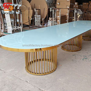 LEDA Custom Birthday Party <b>Table</b> Long Semi-circular Stainless Steel <b>Mirror</b> Dining <b>Table</b> - Product Image 2