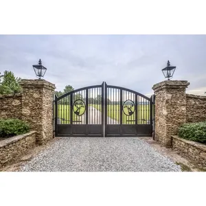 Customized supplier fencing trellis gates automatic wrought iron driveway gates for villas