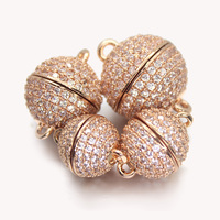 Perles en zircon CZ pavées de 8, 10, 12, 14 mm, rondes, pour collier, bracelet, connecteurs magnétiques, fermoirs magnétiques pour la création de bijoux DIY