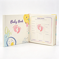 Album souvenir personnalisé pour bébé avec empreintes de pieds, journal de jalons, couverture rigide personnalisable, livre de souvenirs du premier an, boîte en carton kraft