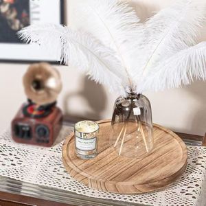 Wooden Round <b>Tray</b> Desktop Ornament <b>Storage</b> Dish Multifunctional Decorative Plate For Kitchen Or Living Room - Product Image 1