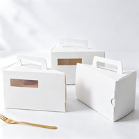 Boîte à gâteau triangulaire portable avec poignée et fenêtre transparente, boîte à gâteau jetable pour emporter, boîte à gâteau en tranches pour l'emballage de desserts