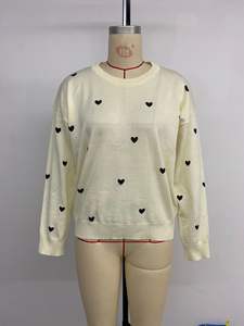 Europäisch-Amerikanischer Herbst Einfacher Stil Vielseitiger Gestrickter Süßer Herz-Ausschnitt Pullover - Product Image 6