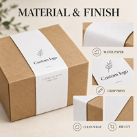 Étiquettes personnalisées pour bande de boîte cadeau en papier, impression noire, logo mat, bande d'emballage pour emballage de détail