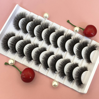 Faux cils en vison synthétique 16 mm, marque privée, vente en gros, 10 paires, plateau de cils épais et volumineux, faux cils synthétiques 5D doux et complets