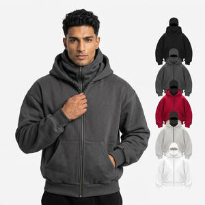Custom Screen Printing Men's Balaclava Hoodies New Style Fleece Drop Shoulder Oversized Casual Hoodie <b>Sweatshirts</b> - Product Image 1