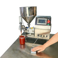 Machine de remplissage rotative automatique portative haute précision pour pâte à gâteau, mayonnaise, sauce, crème, boissons (verre/plastique)