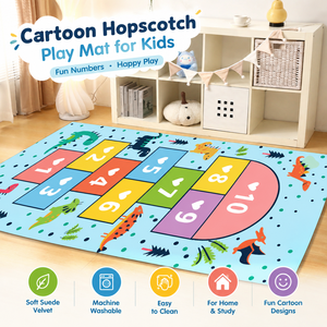Tapis <span class=keywords><strong>de</strong></span> jeu AeroMara Cartoon Hopscotch pour enfants, salon, chambre, facile à nettoyer, en velours suédé, pliable, portable, tapis <span class=keywords><strong>de</strong></span> jeu au sol, espace - Product Image 1