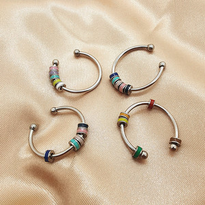 Anello rotante con perline in acciaio inossidabile anello con punta delle dita smaltato Non sbiadito in acciaio al titanio all'ingrosso - Product Image 6