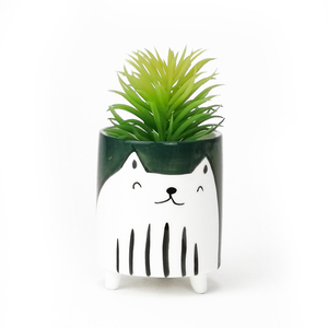 Maceta de cerámica pintada a mano para gatos/perros de porcelana <span class=keywords><strong>con</strong></span> cara de animal <span class=keywords><strong>con</strong></span> patas para uso diario en el jardín para restaurantes - Product Image 4