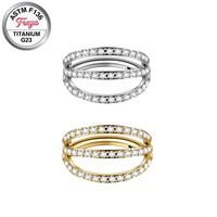 Freya Double Open Stack CZ Nez Anneau Hoop G23 Titanium Hinged Helix Rook Conch Cartilage Daith Tragus Boucles D'oreilles pour Femmes Hommes