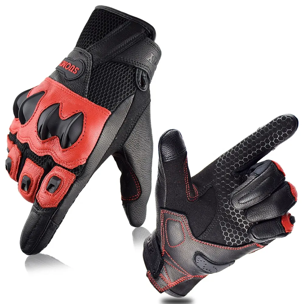 SUOMY Motorcycle Leather Breathable Gloves Professional Anti-Drop Shell Motorcycle Gloves Motocross Racing