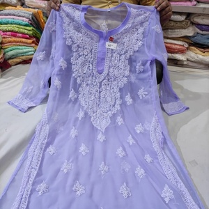 Diseño moderno y último en elegante Kurti allover chikankari con trabajo de Bordado de hilo pesado-2024 - Product Image 1