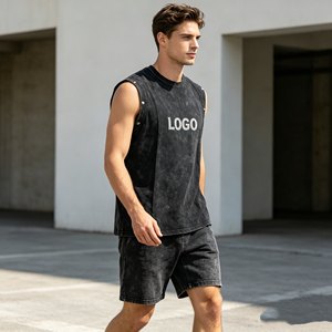 men's <b>sets</b> Custom Logo Men's Black Casual Vintage Washed T-Shirt And Ripped Shorts <b>Set</b> Casual Summer Wear <b>Set</b> for Men - Product Image 5