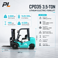 Forklift Listrik PL 3.5 Ton Baterai Lithium Counterbalance Fork Lift Truck 3500 kg Beban Angkat 3000 mm untuk Pengangkutan Kargo Pelabuhan
