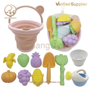 Оптовый набор для пляжных игр: детская складная силиконовая лопатка и ведерко для песка, оборудование для игр в воде и на море - Product Image 3