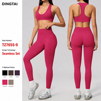 Ensemble de yoga sans couture 2 pièces : Soutien-gorge de sport dos croisé et Leggings taille haute froncés aux fesses, avec logo personnalisé, fabricant OEM d'articles de sport
