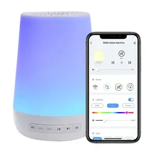 Beyaz gürültü makinesi ile gece lambası yürümeye başlayan uyku eğitmen 28 yatıştırıcı sesler zamanlayıcı App uzaktan kumanda