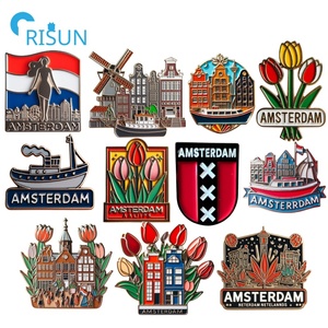 Fabricación Metal esmalte holandés Países Bajos Amsterdam Pin insignia personalizado Amsterdam tulipanes solapa Pin Amsterdam edificios Pin broche - Product Image 1