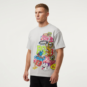Camiseta Blanca de Manga Corta Extra Grande para Hombre con Estampado de Dibujos Animados, Estilo Urbano, Cuello Redondo, Tela Jersey - Product Image 6