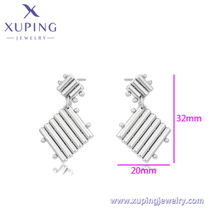 X000783058 XUPING joyería moda señoras joyería platino plateado nuevo diseño dos cuadrados en forma de nuevos pendientes colgantes - Product Image 2