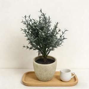 Plantes d'épices artificielles 21CM, <span class=keywords><strong>romarin</strong></span> vert foncé, petit arbre, pot en pulpe vintage, bonsaï, ornement de bureau d'intérieur - Product Image 5