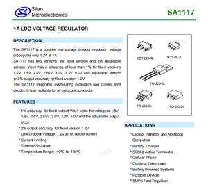Regulador de caída de baja tensión Silans, regulador de tensión 1A LDO - Product Image 2