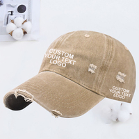 Gorras de Béisbol Personalizadas para Hombre y Mujer, de Algodón Lavado, Estilo Desgastado, sin Estructura, con Orificios, con Logotipo Bordado