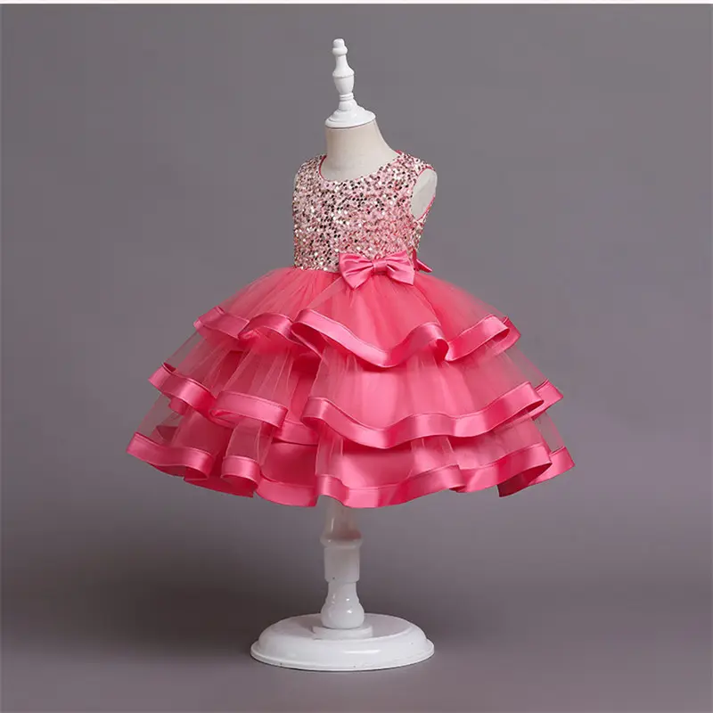 Girl's dress With trailing lace lace pompous skirt Flower girl's banquet performance skirt for cross border