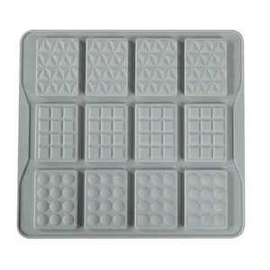 Cetakan coklat silikon silikon 12 lubang, cetakan biskuit multi bentuk, alat penggiling memanggang manual