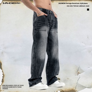 VIVGAE-Pantalon en Denim pour <span class=keywords><strong>Homme</strong></span> et Femme, Vintage, Original, de Marque Américaine, Tendance, Lavé - Product Image 3