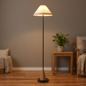 Minimalist wood floor lamp wood-look shade lamp Cylindrical floor lamp design floor indoor lamp - Product Image 6