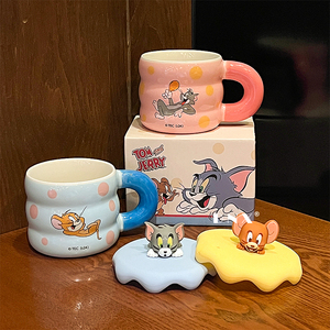 Mug en céramique mignon <span class=keywords><strong>Tom</strong></span> et <span class=keywords><strong>Jerry</strong></span> avec paille et bouchon en PP, tasse à lait pour enfants, idéal pour le bureau, la maison et les cadeaux - Product Image 6