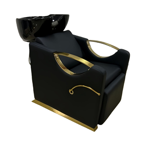 Chaise de shampooing en <span class=keywords><strong>cuir</strong></span> moderne avec lavabo en céramique <span class=keywords><strong>Repose</strong></span>-pieds réglable - Design ergonomique pour salon de coiffure Salon de beauté Spa - Product Image 3
