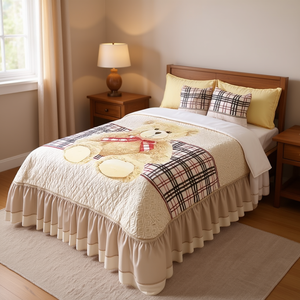 Ensemble de couette Toby King 7 pièces, appliqué de personnage brodé, style classique, literie pour la maison, toutes saisons - Product Image 2