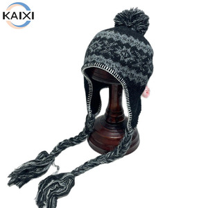 2025 cappello in lana Jacquard invernale caduta isola cappello in maglia spessa e calda cappello a maglia pompon cappello da sci peloso berretto - Product Image 1