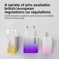 Chargeur rapide 120W à dégradé de couleur, double PD, double Type C, multi-ports, norme US/EU, prix bas, prise de charge pour smartphone