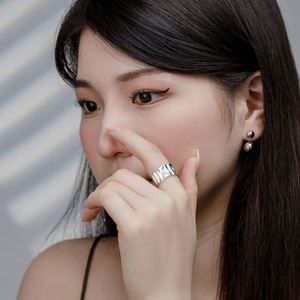 Dylam Metallic Style Fashion 925 <b>Sterling</b> <b>Silver</b> Jewelry <b>Adjustable</b> Wedding Women Folds Irregular Rhodium Plated <b>Ring</b> - Product Image 6