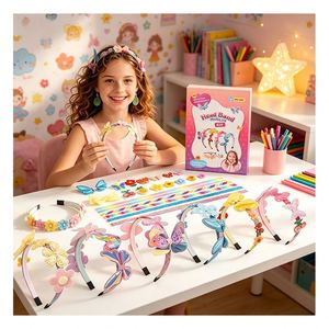 Children DIY Headwear Design Pack Rainbow Unicorn Bow <b>Star</b> <b>Stickers</b> Satin Hoop Beauty Toy Gift Supplies Crafts - Product Image 6