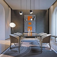 Chaise de salle à manger italienne simple, chaise de restaurant en cuir, chaise individuelle postmoderne en acier inoxydable