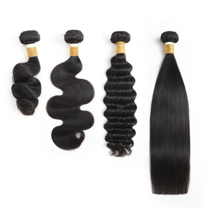 Extensions de cheveux humains bruts indiens non traités, cuticules alignées, 100 % cheveux Remy, double trame, tissage à la machine - Product Image 1