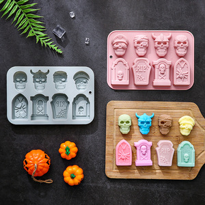 Moldes de Silicona para Pasteles con Diseño de Calavera y Lápida, Reutilizables, de Grado Alimenticio, Lindos Moldes Magnéticos de Silicona para Chocolate, Dulces y Hielo - Product Image 5