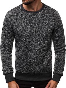 Maglione da Uomo a Collo Tondo Eco-Friendly in Maglia Lavata a Maniche Lunghe, <span class=keywords><strong>Top</strong></span> Casual Autunnale con Motivo Argyle Nero Jet e <span class=keywords><strong>Ecru</strong></span> - Product Image 3