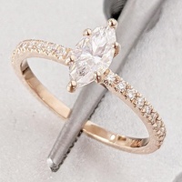 Bague de fiançailles en or massif 10K/14K/18K avec diamant de laboratoire solitaire taille marquise 2 carats, sertie pavé sur mesure, certifiée IGI CVD/HPHT