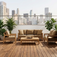 2026 Sigma Outdoor Teak-Sofa-Set mit Kissen, 6-Sitzer, 4-teiliges Lounge-Möbelset, Sessel, Couchtisch für Garten und Terrasse