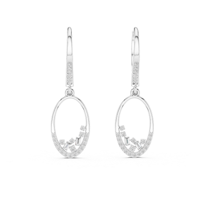 Boucles d'oreilles en diamant de culture en argent sterling 925, design géométrique moderne, bijoux élégants pour femme, pour mariage, fête, occasions spéciales - Product Image 3