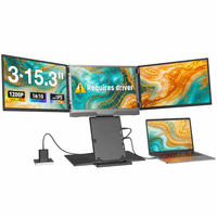 Moniteur portable IPS 15,3 pouces, extension d'écran triple/quadruple pour ordinateur portable, 1200P, pliable, 100W PD, alliage d'aluminium, OEM, vente en gros pour entreprises