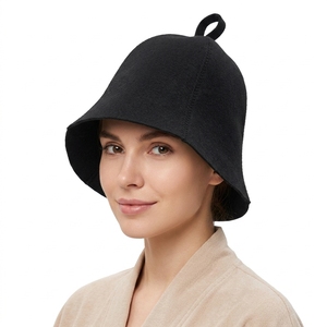 Chapeau de sauna en feutre de laine cousu, 6 pièces, forme de fleur trompette, haute qualité, noir, écologique, thermique - Product Image 5